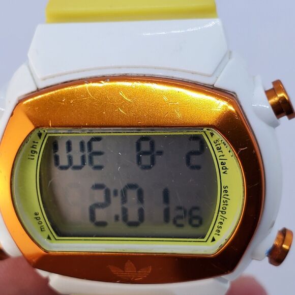Adidas Originals 44MM Men Digital Watch Multicolor Case Yellow Bands New Battery - Picture 6 of 16
